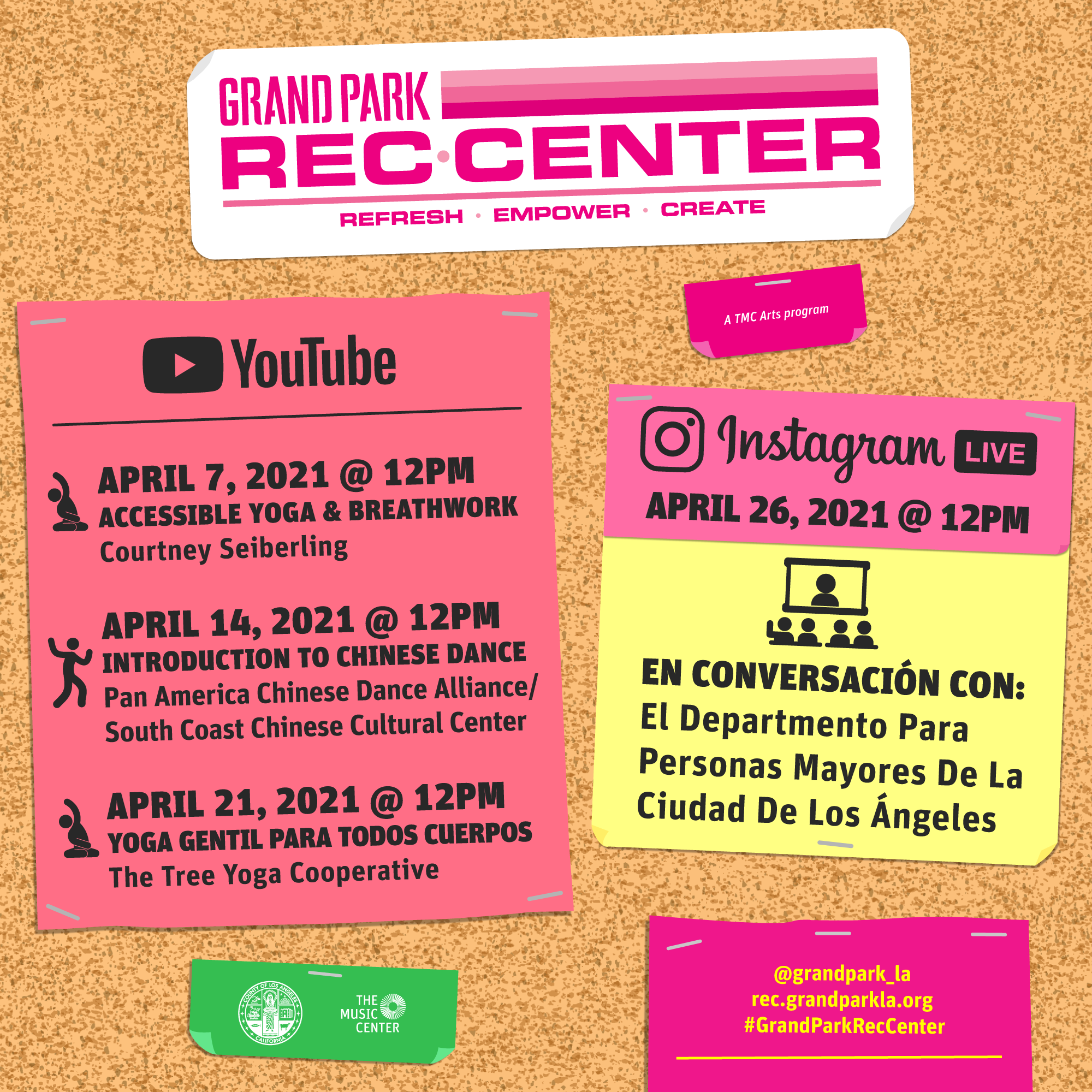 Grand Park REC Center April Lineup
